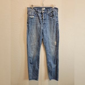 Mother the Stunner Ankle Fray Grafitti Girl Denim Jeans size 29 x 27